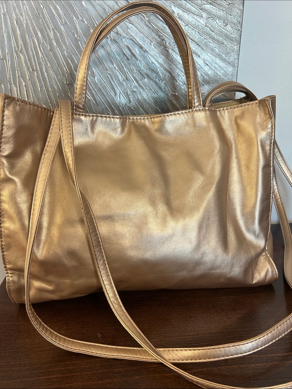 Telfar Metallic Rose Gold Signature Tote - Picture 2 of 5
